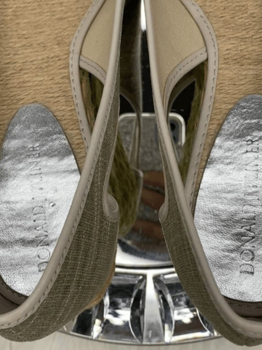 Donald J Pliner Coraa Linen Espadrille Wedge Sandals Women's 8.5M Neutral Comfy - Picture 10 of 11